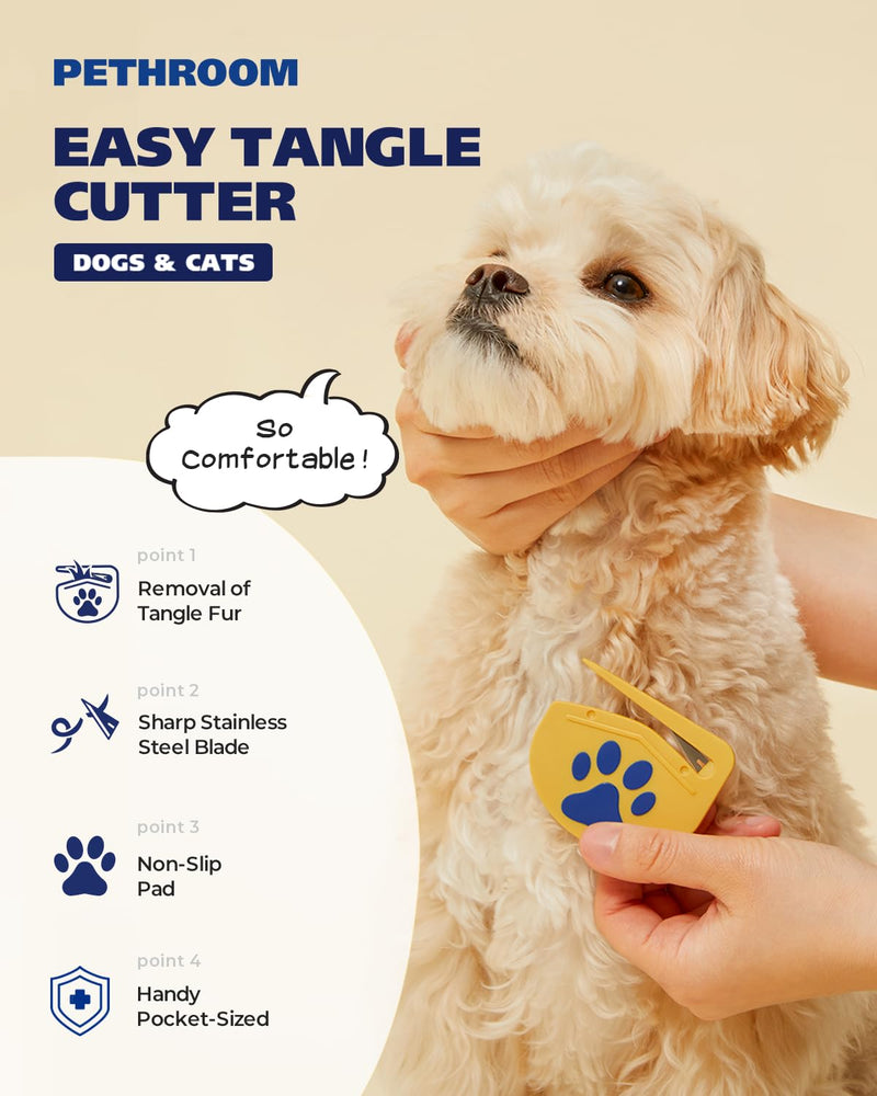 PETHROOM Easy Facial Comb & Matt Splitter – Gentle Tear Stain & Mat Remover for Dogs & Cats, Ultra-Fine Stainless-Steel Teeth & Safe Dematting Blade for Painless Grooming - PawsPlanet Australia