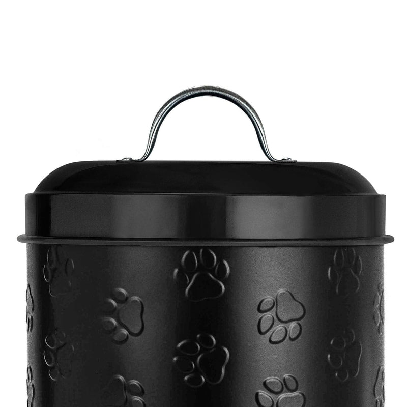 Amici Pet Puppy Paws Black Metal Food Canister, Medium, 104oz - PawsPlanet Australia