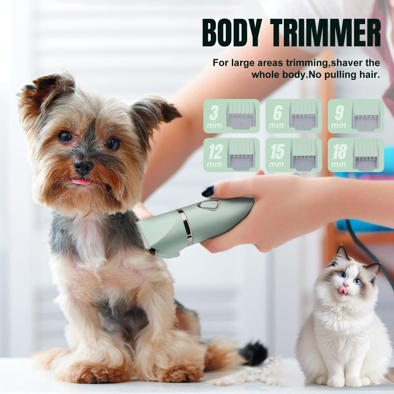 Lanumi 4 in 1 Dog Pet Clipper Trimmer Set Rechargeable Paw Trimmer Low Noise Nail Grinder Dog Cat Shaver for Grooming Paws, Face,Matted Hair