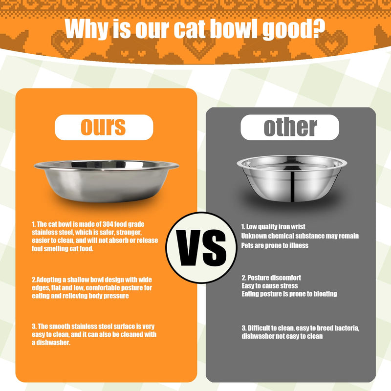 4 Pcs Stainless Steel Cat Bowls,5.5 Inches Metal Cat Bowl, Cat Food Bowls for Indoor Cats, Whisker Fatigue Cat Bowl, Shallow Cat Food Dish, Kitten Food Bowl, Elevated Food Bowls for Cats 5.5 inches - PawsPlanet Australia