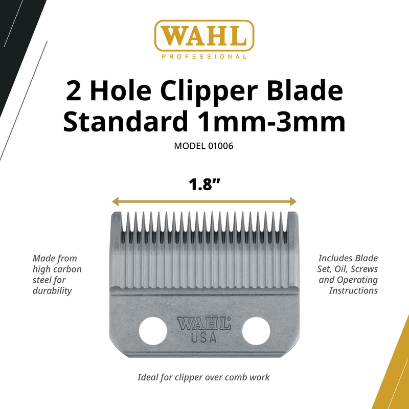 Wahl Professional 2-Hole Standard Clipper Blade, 1mm-3mm Replacement Blade for Super Taper, Super Taper II, Icon, Pro Basic, Sterling 9 Clippers - PawsPlanet Australia