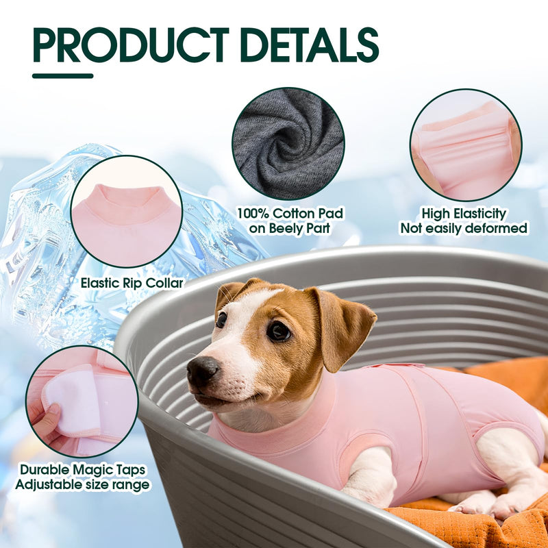 Kuoser Dog Cooling Recovery Suit After Surgery, Recovery Suit for Female Male Dogs, Substitute E-Collar & Cone, Dog Spay Suits Anti Licking Wounds Onesie, Soft Breathable Dog Surgical Suit,Pink S Small(Back:11-13.8",Weight:7-15 LB) Pink - PawsPlanet Australia