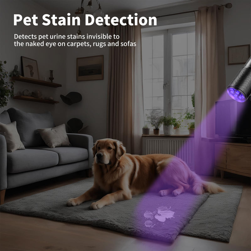 UV Flashlight Black Light UV Lights, 5 Pack 9 LED 395nm Ultraviolet Blacklight, Handheld Mini Torch Light Pet Urine Detector for Dog/Cat Urine, Dry Stains, Bed Bug(15x AAA Batteries(Black)) - PawsPlanet Australia