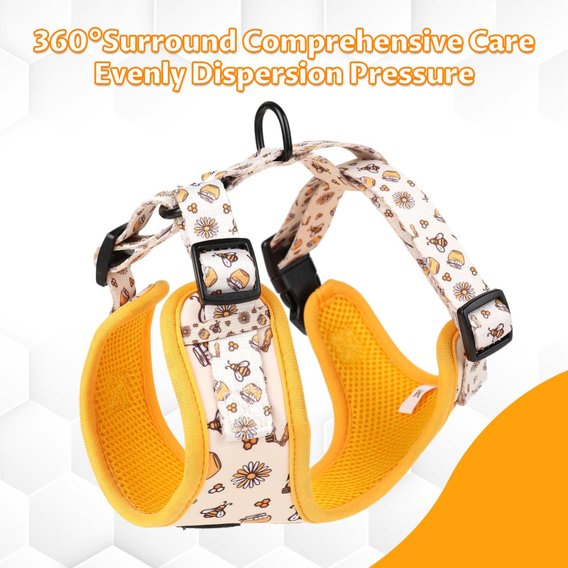 Dog Cat Harness and Leash Set, Puppia Soft Mesh Padded and Adjustable Puppy Vest Cute Dog Clothes Escape Proof Easy Walk Pet Accessories (Honeybee, S (Neck 10.6"-13"; Chest 14"-19.6")) Honeybee S (Neck 10.6"-13"; Chest 14"-19.6") - PawsPlanet Australia
