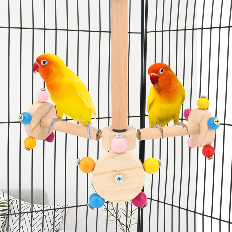 Hypeety Spinning Bird Perch Stand Toy Natural Wood Interactive Exercise Wheel Parrot Perch Toys Bird Rotating Perch for Parrot Parakeets Budgies Lovebirds Finch Conures (3 Stands) 3 Stands - PawsPlanet Australia