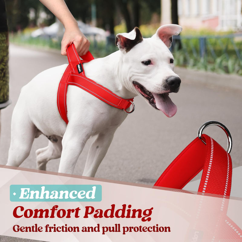 rabbitgoo Dog Harness No Pull, Quick Fit for Small Dogs with Soft Padded Handle, Chest Adjustable Reflective Pet Vest, No Choke Escape Proof for Walking Training, Red M - PawsPlanet Australia