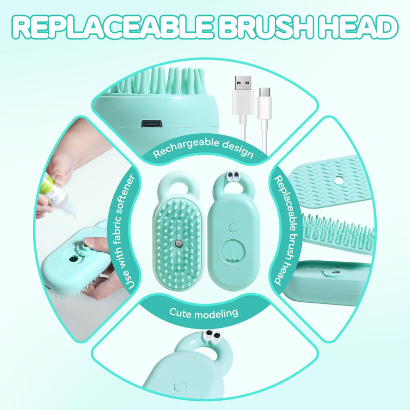 Cat Steam Brush, Pet Steam Brush, Spray Comb for Cats Massage Shedding,Water Brush for Dogs/Cats Steaming Cat Grooming Brush for Removing Tangled and Loose Hair Steam Brush for Cats (Green) Green - PawsPlanet Australia