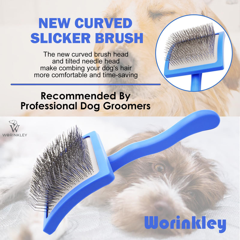 Slicker Brush for Dogs, Professional Pet Doodle Grooming brushes for Goldendoodles, Labradoodles, Poodles - Long Pin Detangler for Dematting dog slicker brush - Large