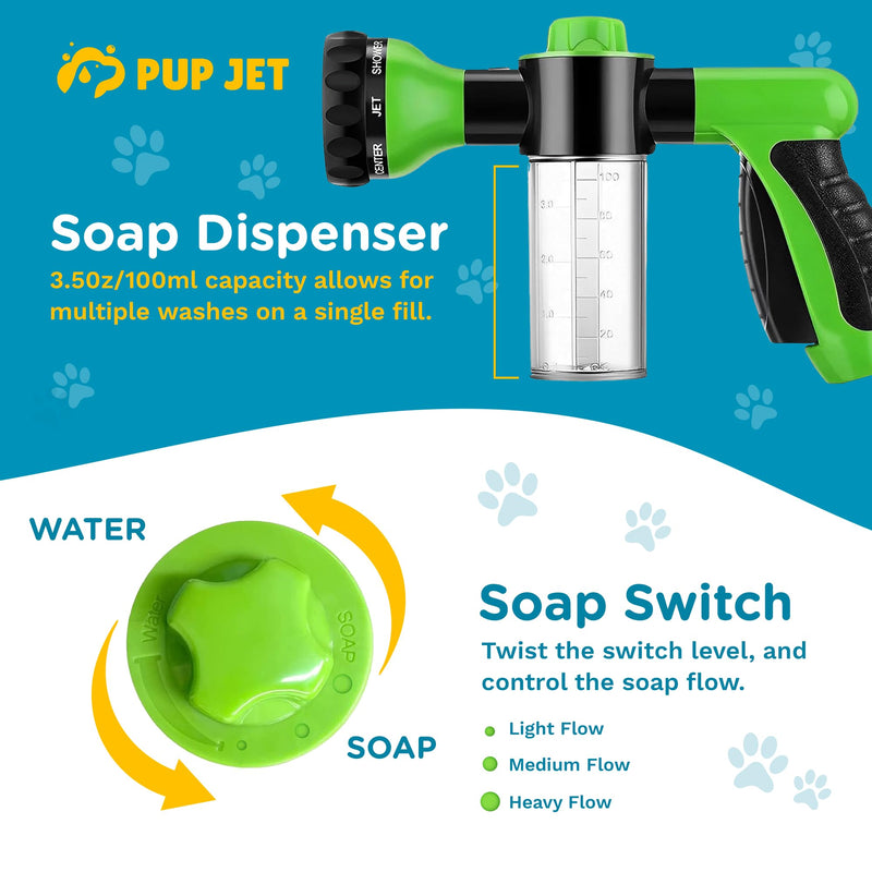 The Original Pup Jet Dog Washing Hose Attachment with Soap Dispenser – 8-in-1 Fur Sweep Dog Bathing Supplies Kit, Shower Attachment & Shampoo Sprayer for Dog Wash, Bath, and Grooming Perfect Pet Care - PawsPlanet Australia