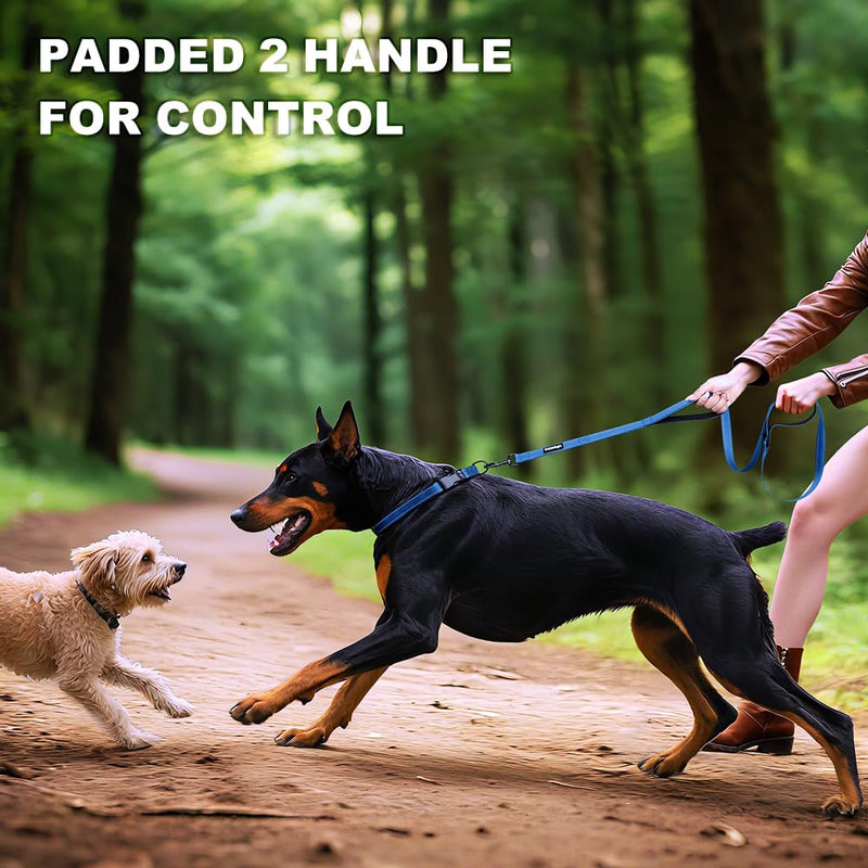 Heavy Duty Double Handle Dog Leash 6 ft Long for Total Control, Padded 2 Handle, Reflective Training Lead for Medium Large Dogs (Navy Blue, 6 FT) Navy Blue - PawsPlanet Australia