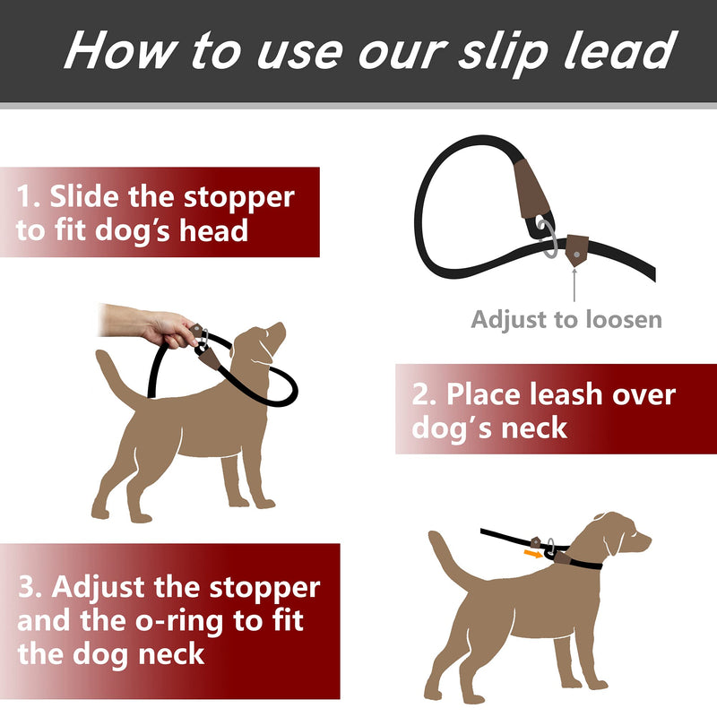 PetiFine Slip Lead Dog Leash - 6FT x 1/2" Reflective Durable Training Rope, Heavy Duty Adjustable Nylon for Small Medium Large Dogs (Green) Green 1/2" x 6 FT - PawsPlanet Australia