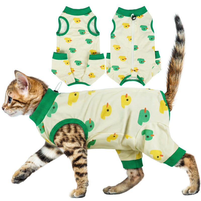 Cat Recovery Suit with Hind Legs, Breathable Onesie After Surgery Female for Abdominal Wounds or Skin Diseases, Anti-Licking Full Body Pet Surgical Pajamas, E-Collar Alternative Wear Large Duck