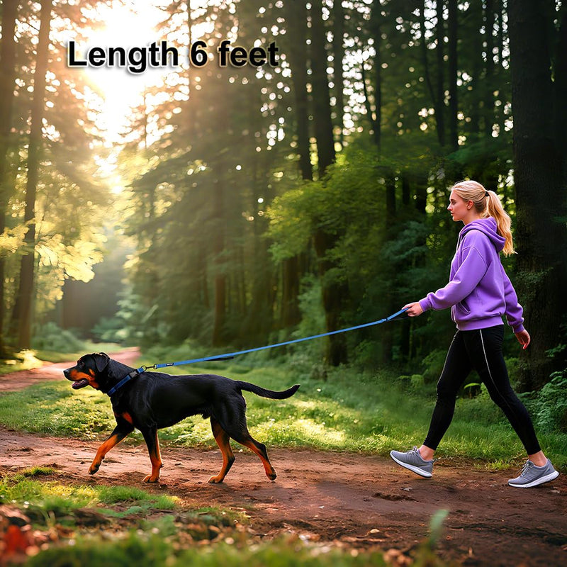 Heavy Duty Double Handle Dog Leash 6 ft Long for Total Control, Padded 2 Handle, Reflective Training Lead for Medium Large Dogs (Navy Blue, 6 FT) Navy Blue - PawsPlanet Australia