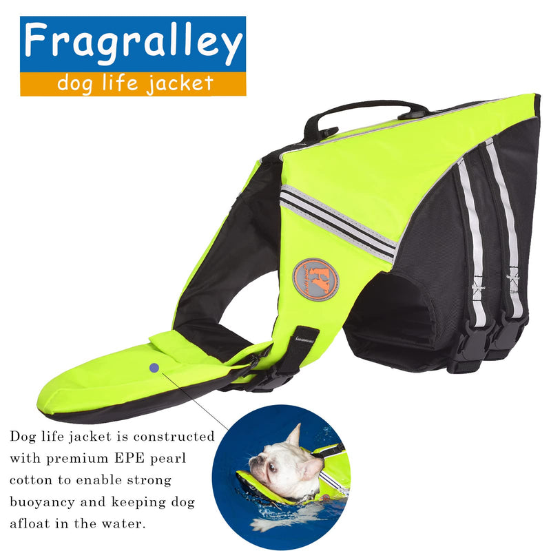 French Bulldog Life Jacket - Professional Dog Safety Vests for Swimming, Superior Buoyancy & Rescue Handle (Chest Girth: 17"-30" Weight: 17-28LB) (green) Fluorescent green