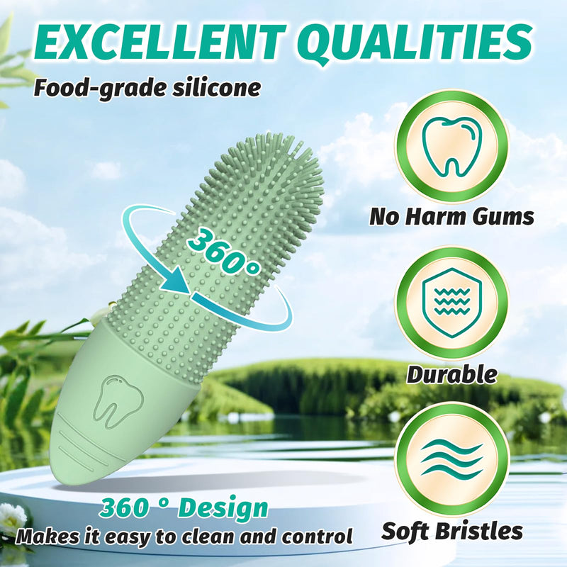 2 Pcs Silicone Finger Toothbrush for Dogs, 360° Flexible Control & Gentle Safe Cleaning, Effortless Plaque Removal for Hard-to-Reach Molars & Daily Oral Hygiene, Perfect for Dogs & Cat
