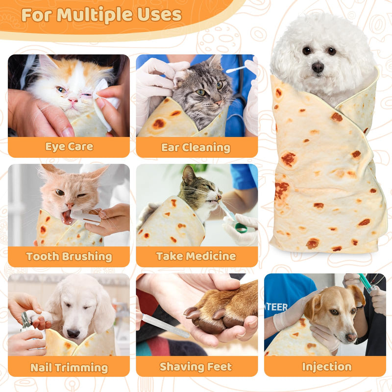 31.5" Large Cat Grooming Wrap for Cutting Nails, Self-Stick Dog Cat Burrito Wrap with Nail Clippers Kit, Soft Tortilla Blanket Pet Tool Gifts for Multifunctional Care Medicine Anti-Escape