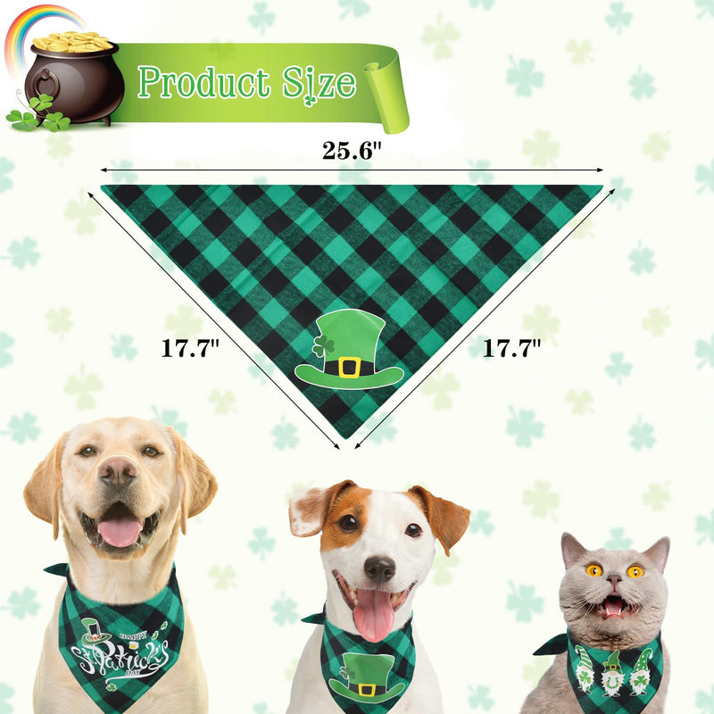 Vehomy St. Patrick's Day Dog Bandanas Reversible Plaid Dog Bandana Buffalo Dog Bandanas with Shamrock Leprechaun Pattern Saint Patrick's Day Pet Triangle Scarf for Dogs Puppies Cats 3Pcs - PawsPlanet Australia