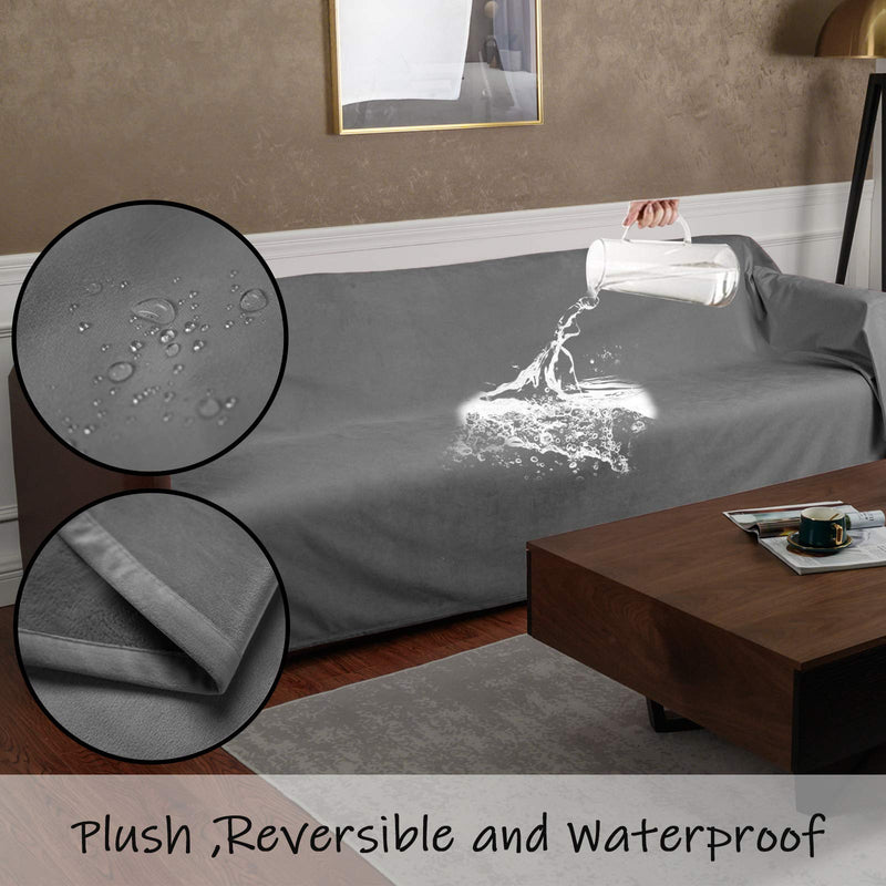 Ameritex Pet Bed Blanket Reversible 100% Waterproof Velvet Super Soft for Sofa and Bed (40x60 Inches, Light Grey+Grey) 40x60 Inches - PawsPlanet Australia