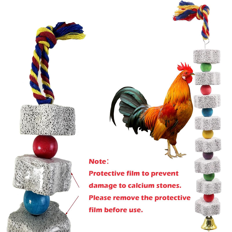 2 Pack Mineral Block Chicken Chewing Toy, KABASI Bird Beak Grinding Calcium Stone with Bells, Chicken Coop Accessories for African Grey, Budgies Cockatiels Parrot Hens Geese Ducks Hamster Rabbit - PawsPlanet Australia