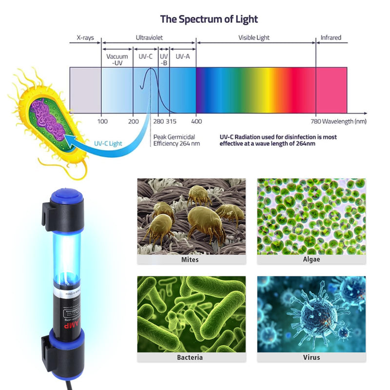 UV-C Aquarium Clean Light with Timer, Mini 3W 5W 7W 9W 11W Submersible Algae Clean Light Water Green Clean Fish Tank Water Clean Lamp for Sump Pond Filter Tank (5W Timer) Timer 5w - PawsPlanet Australia