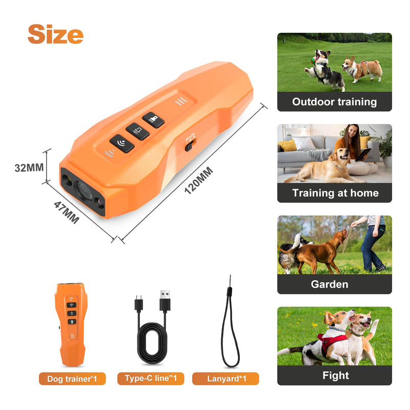 Dog bark Deterrent Device,Ultrasonic Anti Barking, Rechargeable Anti-Barking Device for Dogs Safe & Effective Portable Anti Barking Safe and Effective for Indoor and Outdoor use (Orange) Orange