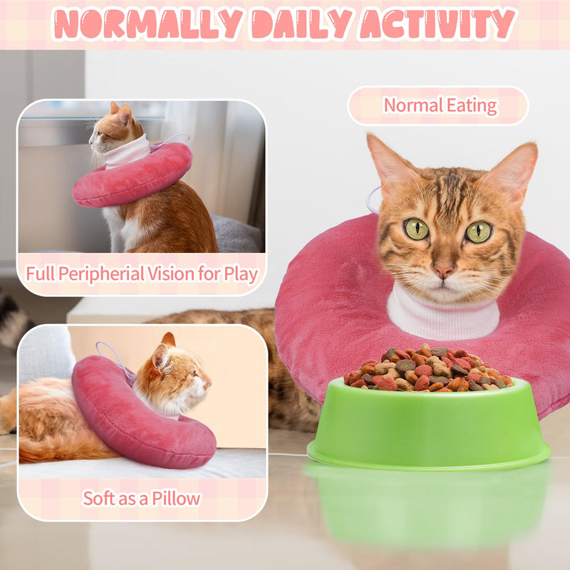 BRKURLEG Cat Cone Collar Soft, Cute Cat Recovery Cones, Soft Protective Pet Neck Cone, Adjustable Kitten Cones to Stop Licking, Pet Anti-Lick Wound Healing Elizabethan Collar, Pink, L Large