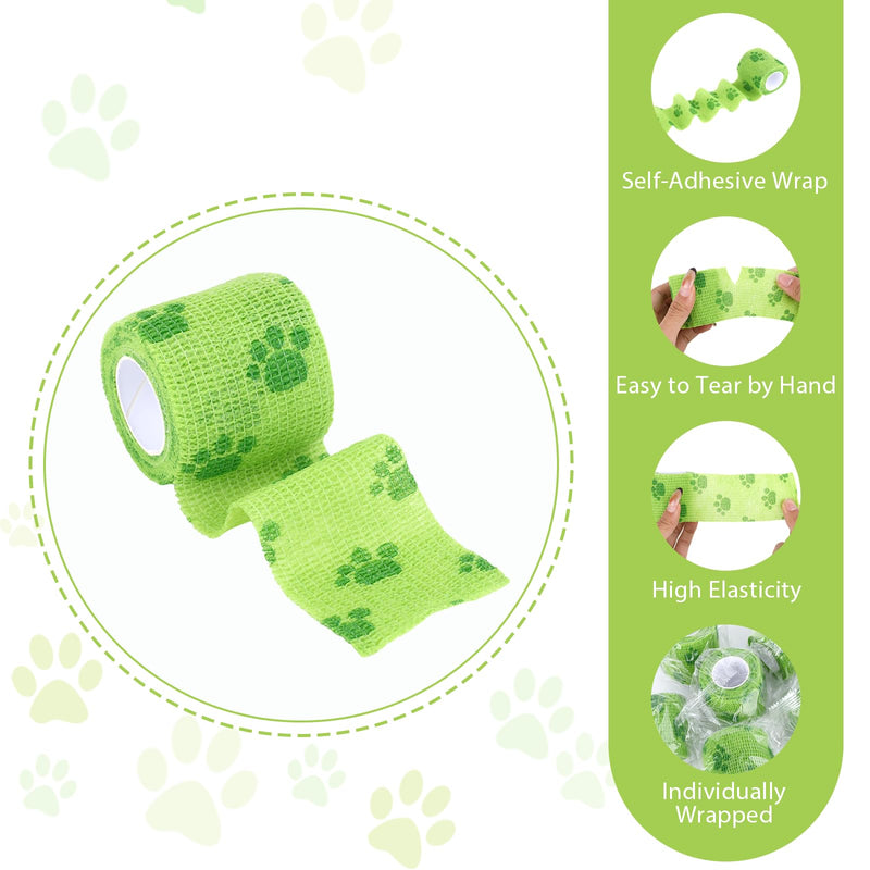 6 Rolls Dog Bandage Vet Wrap Bulk for Wound Care Non-Woven Self Adhesive Bandage Wrap for Horse, Cat, Bird, Pet Animal (Green,2 Inches X 5 yd)