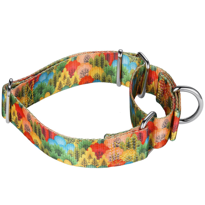 Mikivery Martingale Collar for Dogs 1 inch Sturdy Durable Collars Medium and Large Breed for Walking Training Outdoor Daily Use Multihued Forest L:17"-25" - PawsPlanet Australia