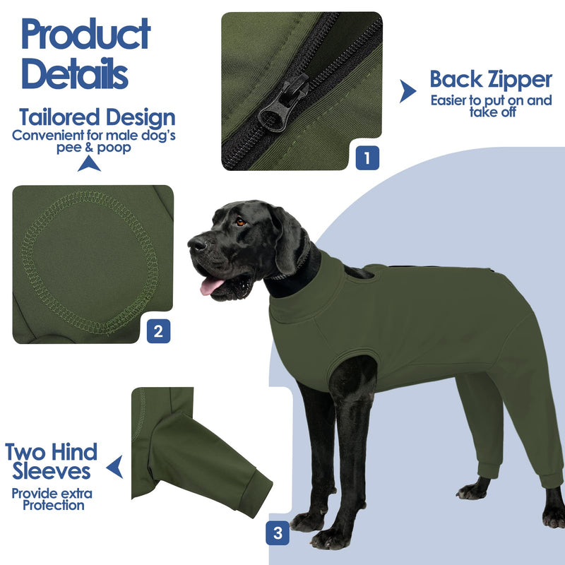 AOFITEE Extra Small Dog Recovery Sleeve Hind Leg, Dog Recovery Suit for Female Male Dogs, Anti Licking Small Dog Rear Leg Sleeve, Dog Wound Cover for Abdomen, Cone Alternative Dog Wound Heal Onesie,XS X-Small ArmyGreen