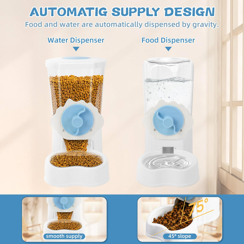 2 Pack Hanging Automatic Pet Food Water Dispenser, Auto Rabbit Feeder and Water Bottle Set for Cage, Food and Water Bowls for Cat Bunny Chinchilla Hedgehog Guinea Pig Ferret cage Accessories - PawsPlanet Australia