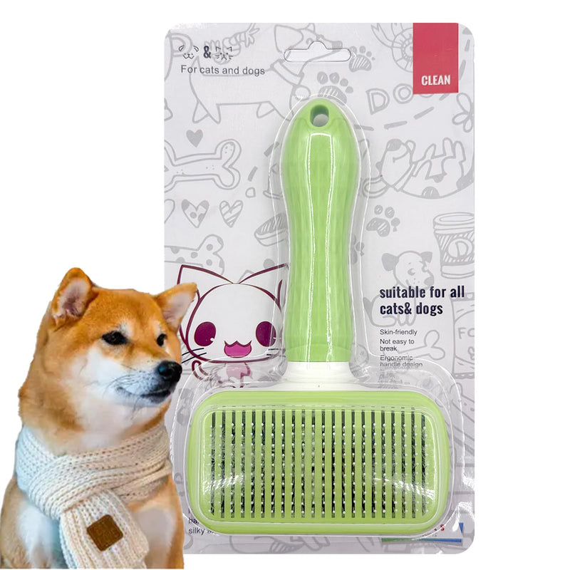 Versatile Pet Grooming Brush and Deshedding Tool - Gently Removes Loose Undercoat for Cats and Dogs, Suitable for Pet Massage (Green Light) Light Green - PawsPlanet Australia