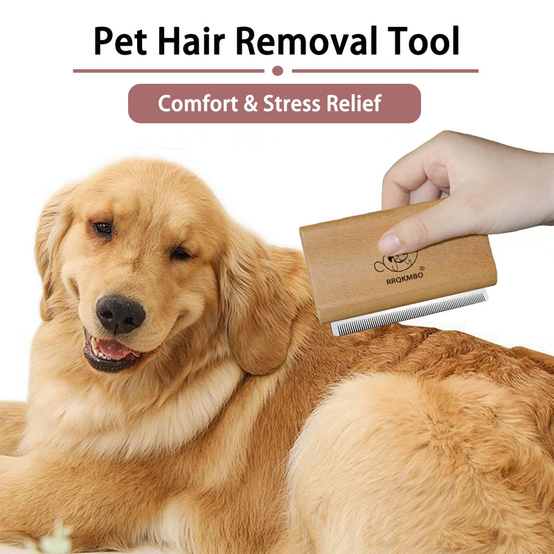 Premium Dog Brush for Shedding,Deshedding Brush Combs for Dogs,Cats,Horses,Professional Pet Hair Removal Grooming Tool for Short and Long Hair,Wooden Deshedder Shedding Tool (Nature Wood 4.33 Inch) - PawsPlanet Australia