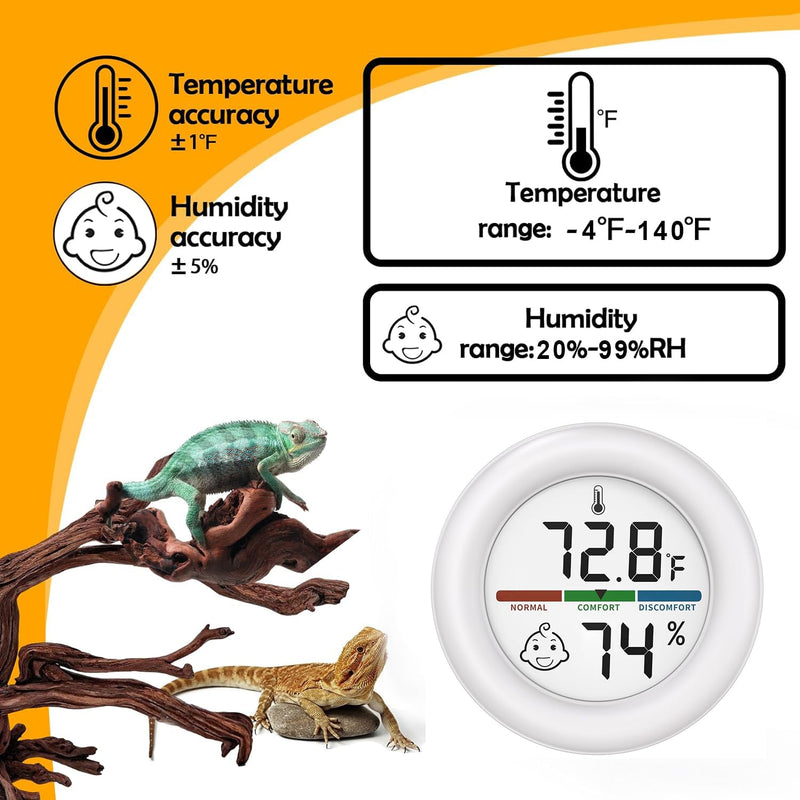 Reptile Tank Thermometer, Mini Digital Hygrometer Thermometer Gauge, Indoor Outdoor Temperature Humidity Meter for Greenhouse Humidors Incubators Reptile Terrarium Jars, Fahrenheit (℉) or Celsius(℃) Upgraded Version - PawsPlanet Australia