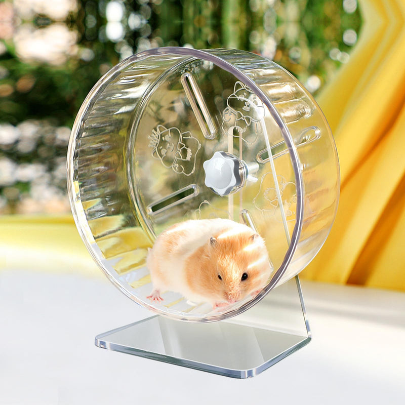 Silent Hamster Wheel, Super-Silent Hamster Exercise Wheels Accessories, Quiet Running Wheels, Adjustable Stand for Hamsters Mice Or Other Small Animals (Ф 7 inch,Transparent) Ф 7 inch Transparent - PawsPlanet Australia