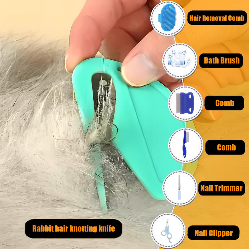 Rabbit Grooming Kit – Bunny Grooming Kit with Shedding Brush, Nail Clippers & Comb – Small Animal Grooming Supplies for Rabbits, Guinea Pigs, Hamsters, Ferrets - Small Pet Shedding & Care (Blue) Blue - PawsPlanet Australia