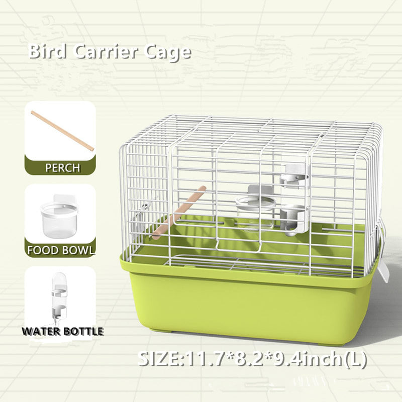 Portable Bird Travel Carrier Cage – 360° Full View Wire Carrier with Feeder & Water Cup for Cockatiels, Parakeets – Locking Door, Easy Clean, Perch Included – Perfect for Vet Visits, Trips(Size:L) - PawsPlanet Australia