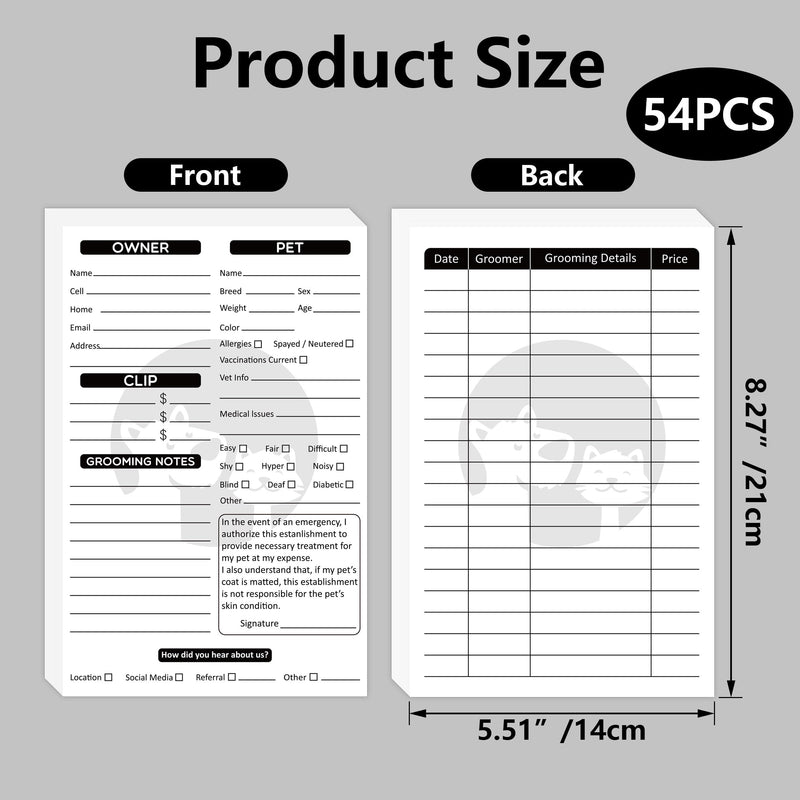 54 Pack Pet Grooming Cards Customer Information Form Contact Profile Extender for Professional Dog and Cat Beautician Kennel Care - PawsPlanet Australia