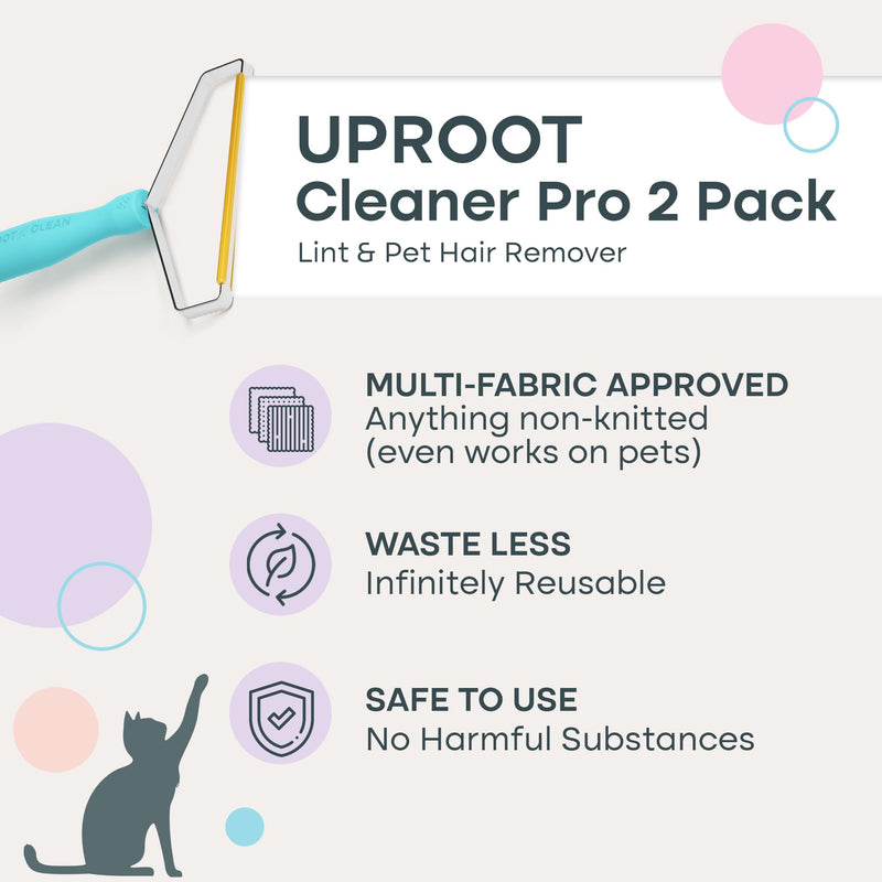 Uproot Cleaner Pro Pet Hair Removal Tool -2 Pack-Special Dog Hair Remover Multi Fabric Edge and Carpet Rake by Uproot Clean-Cat Fur Remover for Couch, Pet Towers, Rugs, Cat Mats and Trunks & Much More Pro 2 Pack - PawsPlanet Australia