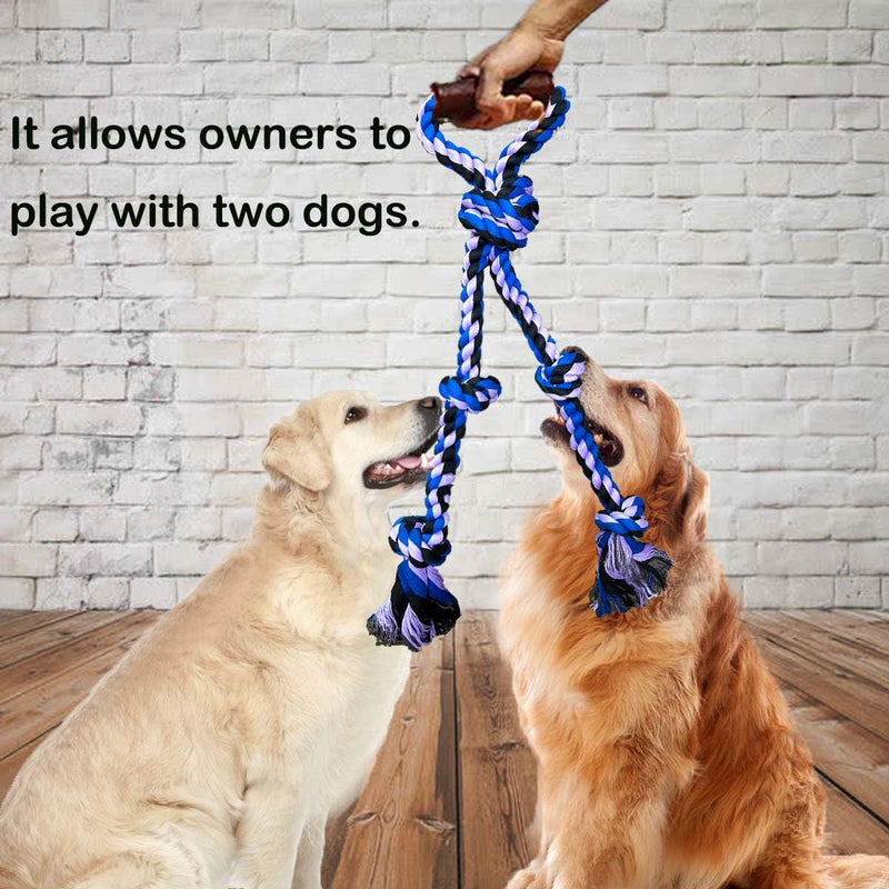 Large Dog Rope Toys for Aggressive Chewers Pitbull Tug of War Rope Interactive Heavy Duty Outdoor Medium Large Breed XL Dog Chew Rope Strong Durable Dog Tug Toys Tough Pull Rope with Handle Blue - PawsPlanet Australia