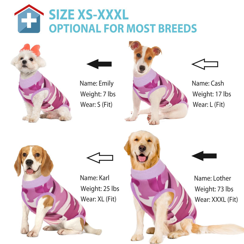 KOESON Dog Recovery Suit, Soft Dog Surgery Suit Female Spay Pet Onesie, Anti Licking Male Recovery Suit for Dogs After Surgery, Dog Cone Alternative Surgical Suit for Dogs Purple Camo XL X-Large Purple Camouflage - PawsPlanet Australia