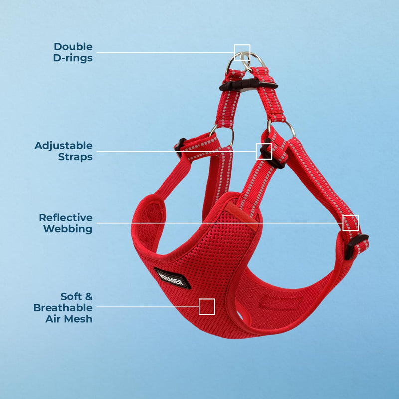 Best Pet Supplies Voyager Adjustable Dog Vest Harness Breathable No Pull Harness for Small, Medium, Large Dogs, Heavy Duty Harness for Walking, Jogging, Easy Step-in, Reflective Stripes - (Red), M Harness (Red) M (Chest: 17 - 21") - PawsPlanet Australia