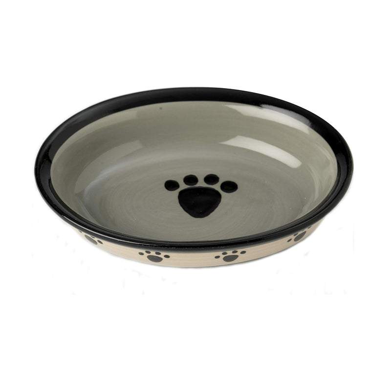 PetRageous 44247 Oval Metro Paws Stoneware Cat Bowl 6.25-Inch Wide and 1.5-Inch Tall Saucer with 1-Cup Capacity and Dishwasher and Microwave Safe for Small Dogs and Cats, Multicolored - PawsPlanet Australia