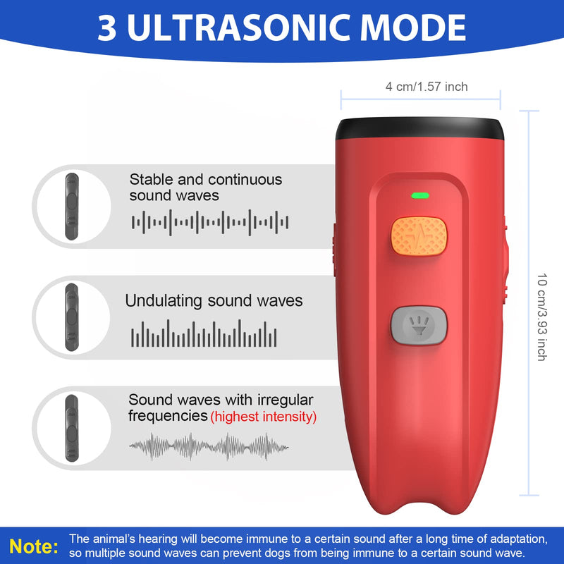 Ultrasonic Dog Barking Control Device, Anti Barking Device Dog Barking Silencer with LED Light, 3 Training Modes Bark Deterrent Devices 20ft Range Dog Training & Behavior Aids w/SOS Red