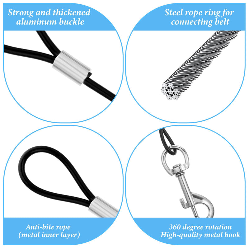 2 Pcs Chew Proof Dog Leash Extension, Dog Leash Extender Metal Non-Tangle Short Dogs Leashes Heavy Duty Dogs Leashes Extender for Small Medium Puppy Walking and Training (Black) - PawsPlanet Australia