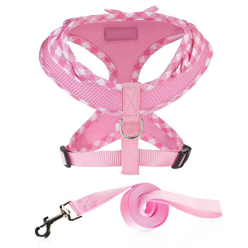 SuperBuddy Upgraded Soft Mesh Dog Harness, Super Breathable Lightweight Pet Harnesses for Puppy Dogs Outdoor Walking, Pink Dog Harness and Dog Leash Set Packing -Medium M (Neck Girth 13";Chest Girth:13"-18.5") Adorable Pink-2 - PawsPlanet Australia