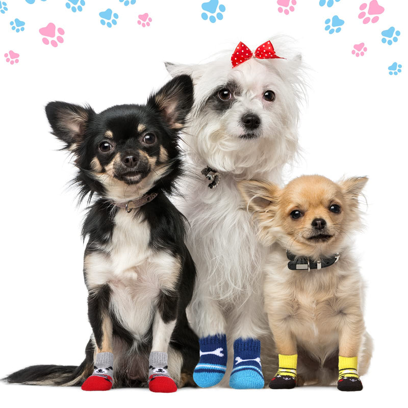 Sadnyy 24 Pcs Dog Socks for Small Medium Large Dogs Non Slip Pet Puppy Dog Socks Paw Protectors Outdoor Traction Control Socks for Hot Pavement Hardwood Floor Protection, 6 Styles(Small)