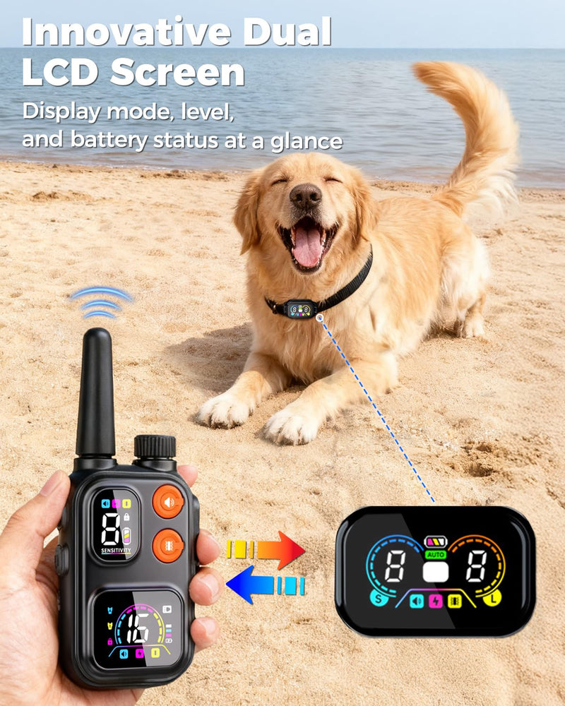 2-in-1 Dog Shock & Bark Collar with Remote – 4500FT Anti-Barking E Collars for Dog Training, IP67 Waterproof for Small Medium Large Breed (8-120Lbs) Black - PawsPlanet Australia