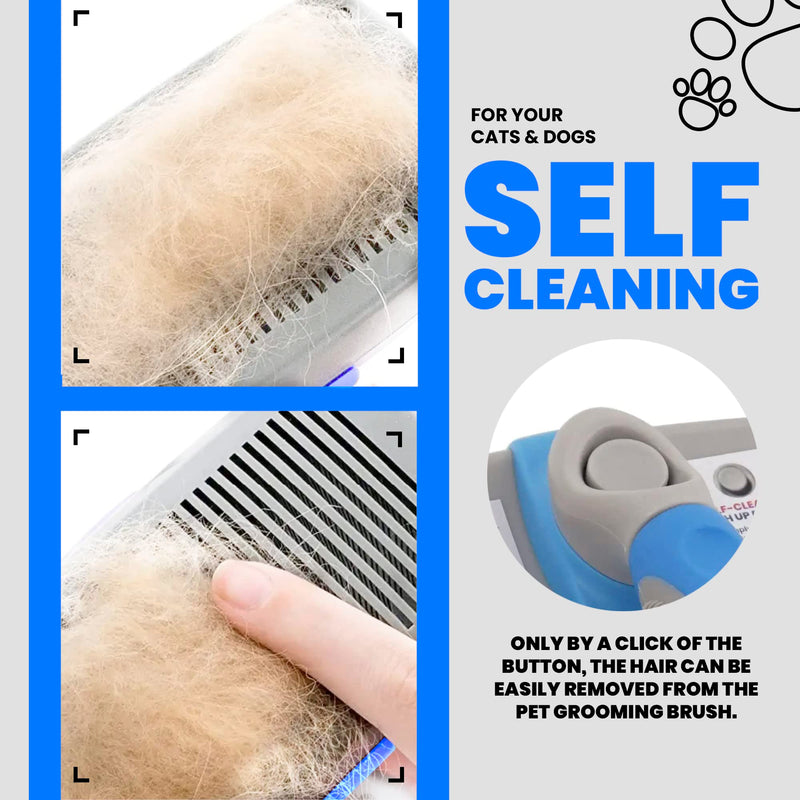 Performore Pet Grooming Brush, Self Cleaning Slicker Brush with Stainless Steel Wire Bristles for Dogs and Cats, Shedding Grooming Tools for Fur Pets Hair Brush - PawsPlanet Australia