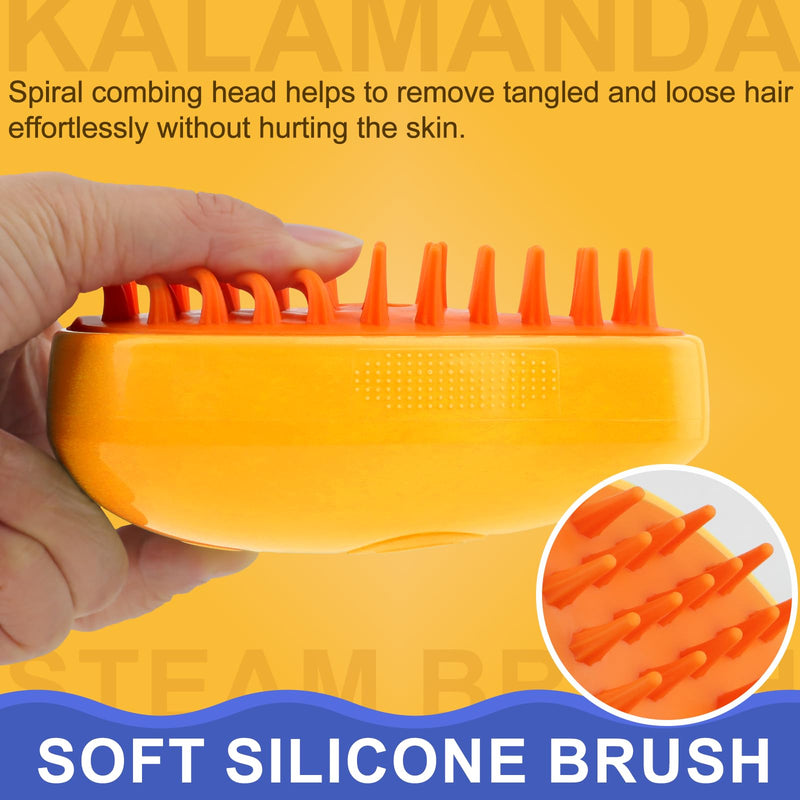 KALAMANDA Cat Steam Brush, 3 In 1 Cat Steamy Brush, Silicone Massage Grooming Brush, Pet Hair Cleaning Brush Comb for Cats Dogs(Yellow/Green) - PawsPlanet Australia