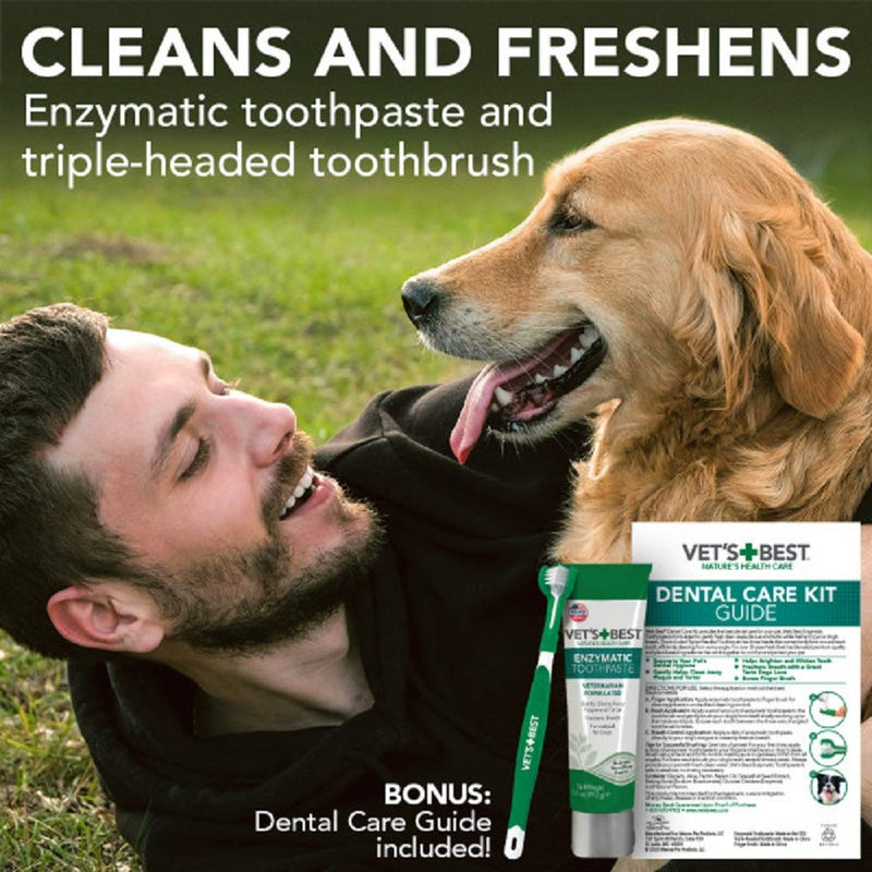 Vet's Best Dog Toothbrush & Toothpaste Kit - Natural Ingredients Reduce Plaque + Wahl Lavender Chamomile Calming Shampoo - 24 Oz 1 Count (Pack of 1) Dental Kit + Pet Shampoo